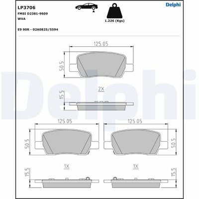 Brake Pad Set, disc brake DELPHI LP3706