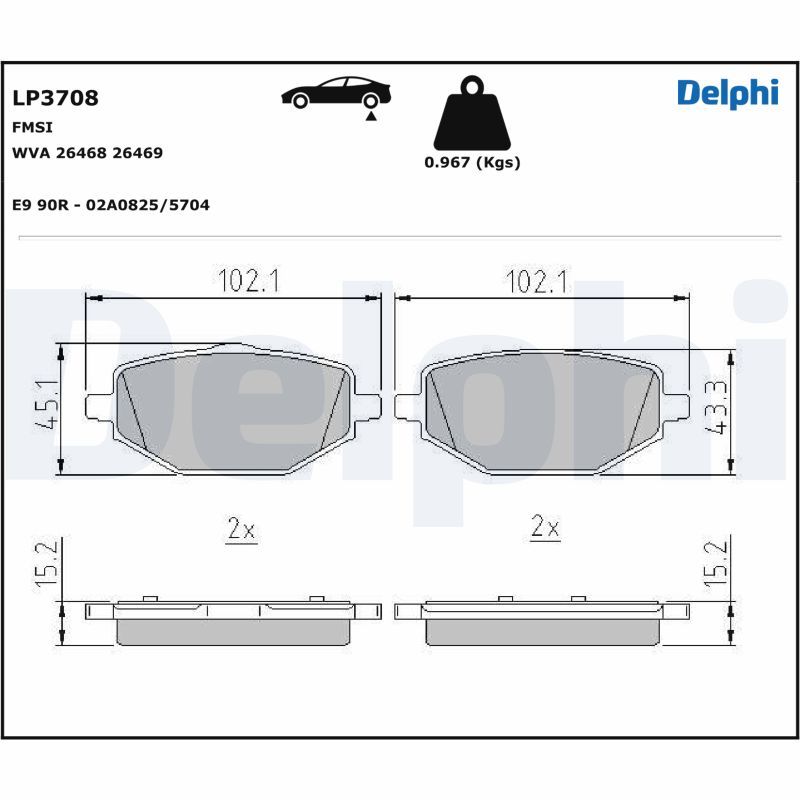 DELPHI LP3708 Brake Pad Set, disc brake