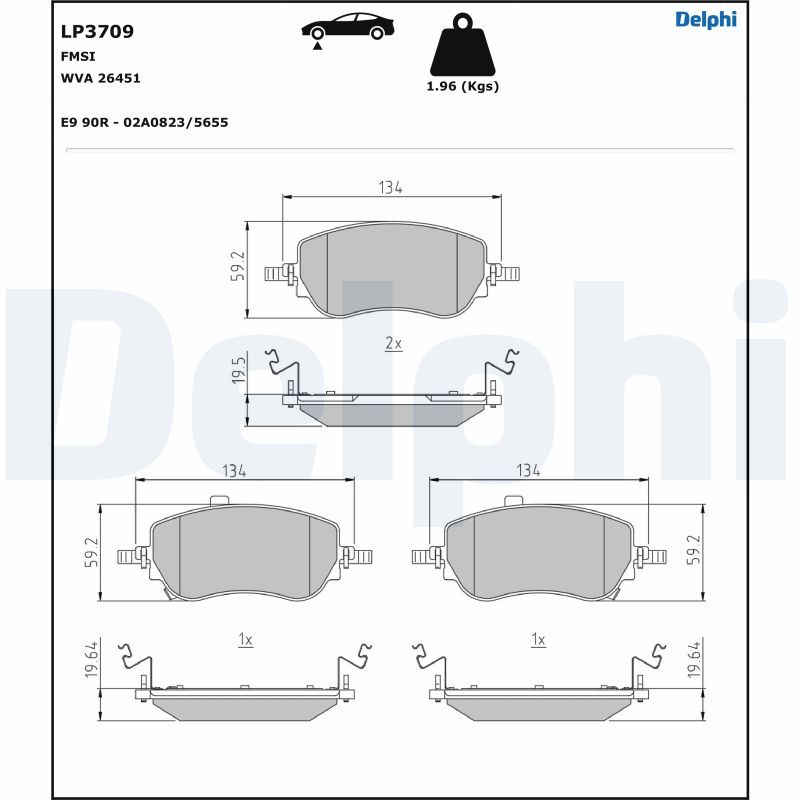 DELPHI LP3709 Brake Pad Set, disc brake