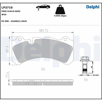 Brake Pad Set, disc brake DELPHI LP3710