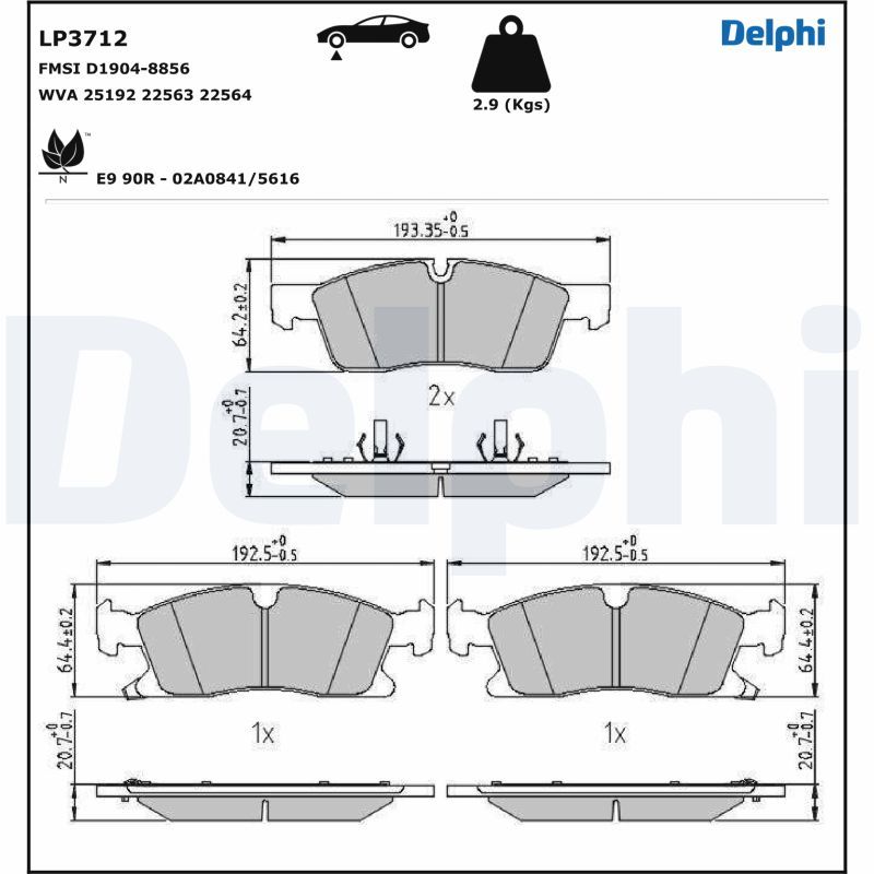DELPHI LP3712 Brake Pad Set, disc brake