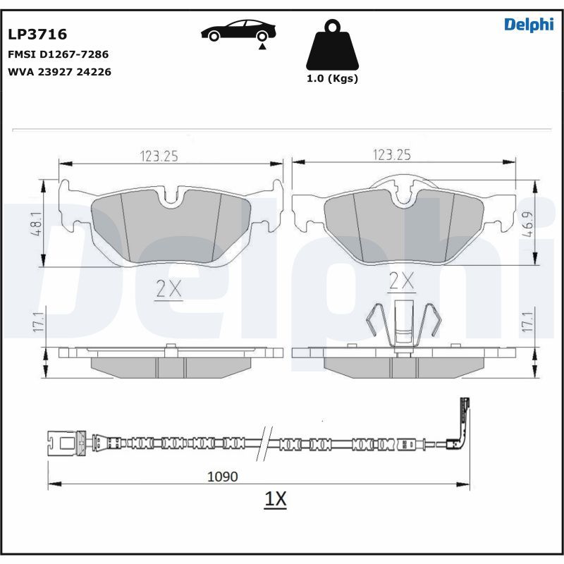DELPHI LP3716 Brake Pad Set, disc brake