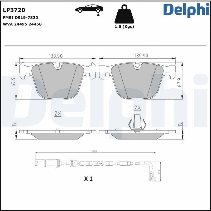 DELPHI LP3720 Brake Pad Set, disc brake