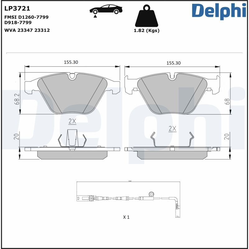 DELPHI LP3721 Brake Pad Set, disc brake