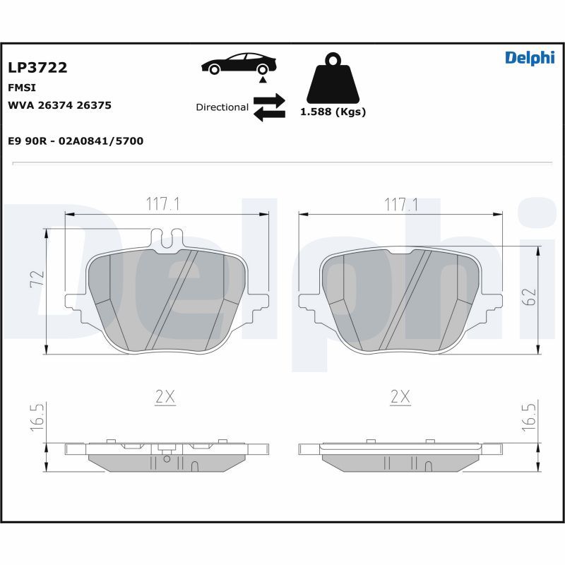 DELPHI LP3722 Brake Pad Set, disc brake