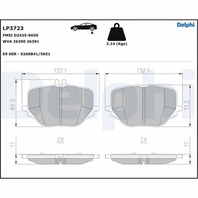 Brake Pad Set, disc brake DELPHI LP3723