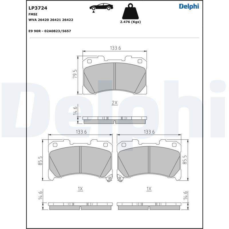 DELPHI LP3724 Brake Pad Set, disc brake