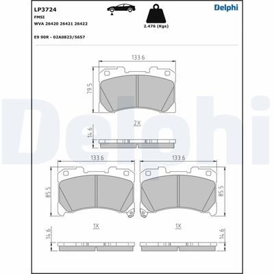 Brake Pad Set, disc brake DELPHI LP3724