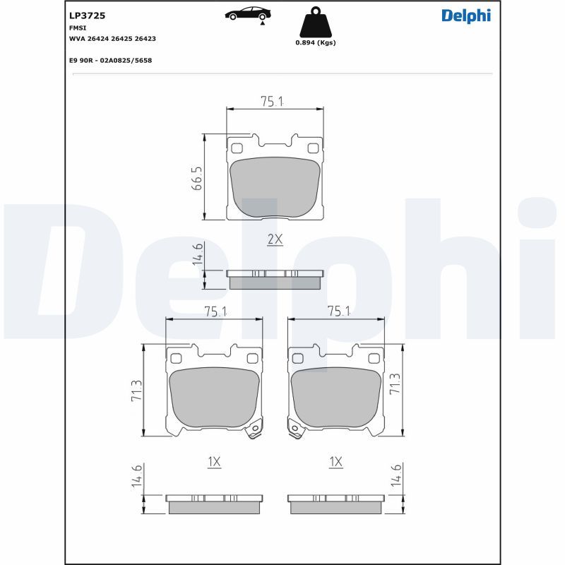 DELPHI LP3725 Brake Pad Set, disc brake