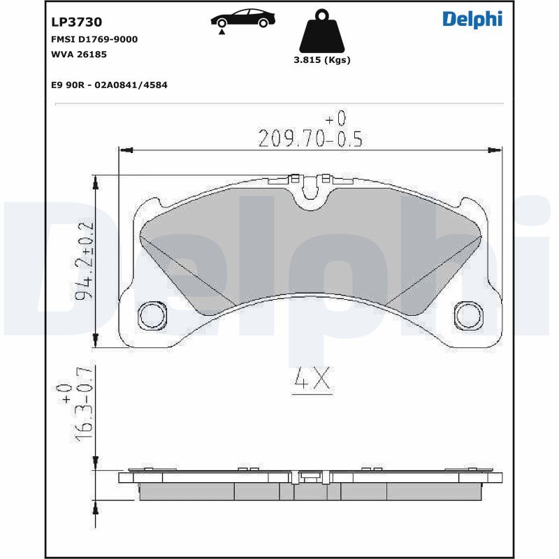 DELPHI LP3730 Brake Pad Set, disc brake