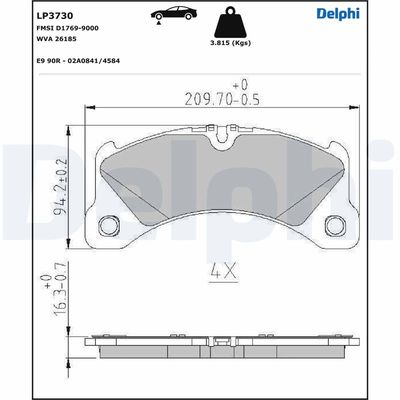 Brake Pad Set, disc brake DELPHI LP3730