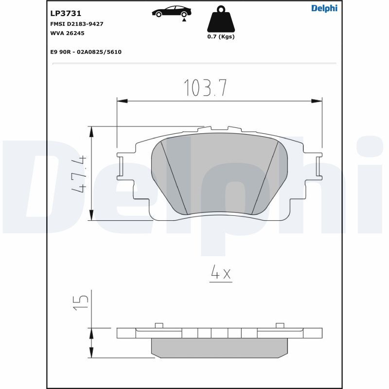 DELPHI LP3731 Brake Pad Set, disc brake