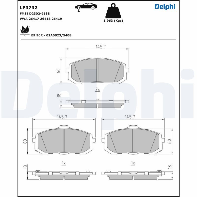 DELPHI LP3732 Brake Pad Set, disc brake