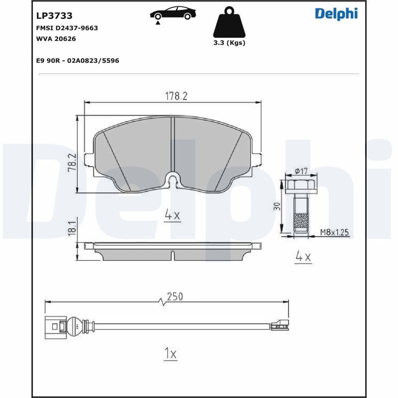DELPHI LP3733 Brake Pad Set, disc brake