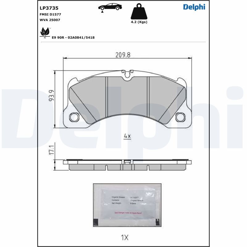 DELPHI LP3735 Brake Pad Set, disc brake