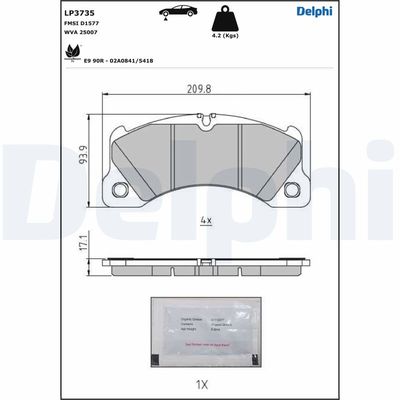 Brake Pad Set, disc brake DELPHI LP3735