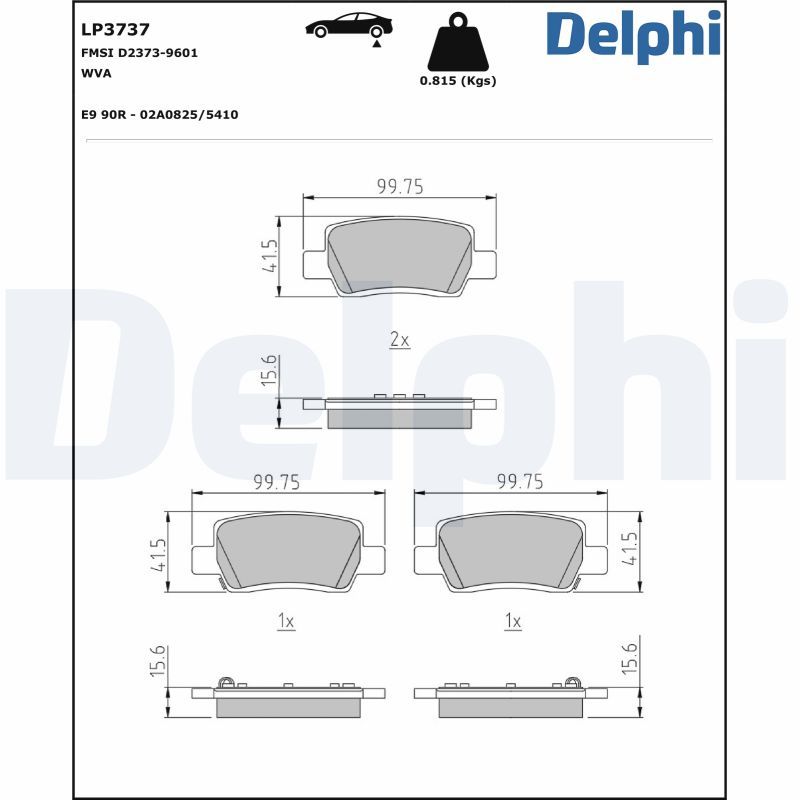 DELPHI LP3737 Brake Pad Set, disc brake