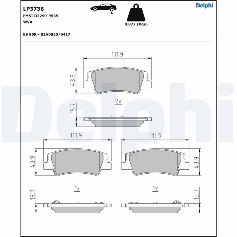DELPHI LP3738 Brake Pad Set, disc brake