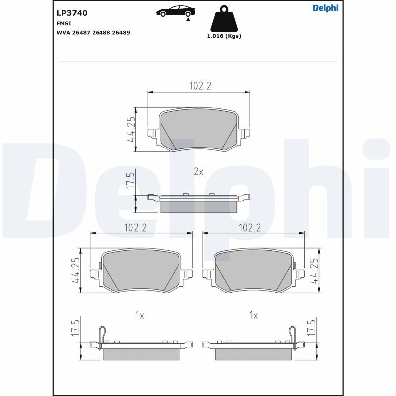 DELPHI LP3740 Brake Pad Set, disc brake