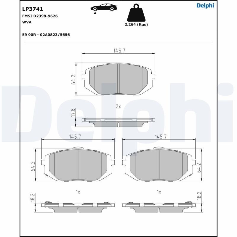 DELPHI LP3741 Brake Pad Set, disc brake