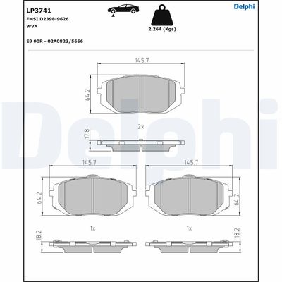 Brake Pad Set, disc brake DELPHI LP3741