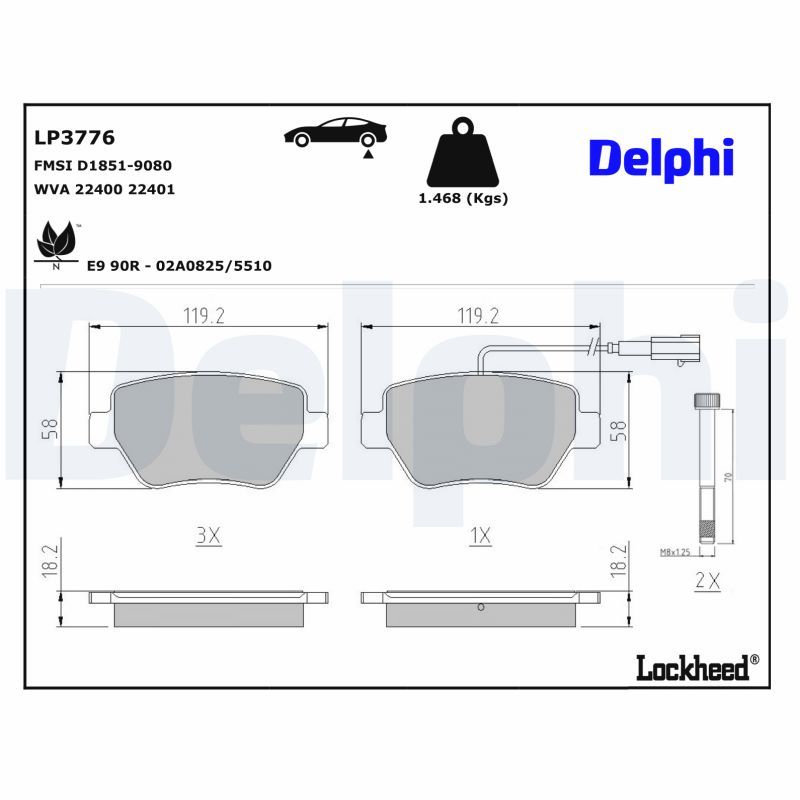 DELPHI LP3776 Brake Pad Set, disc brake