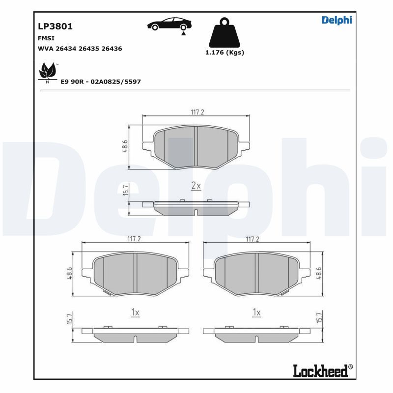 DELPHI LP3801 Brake Pad Set, disc brake