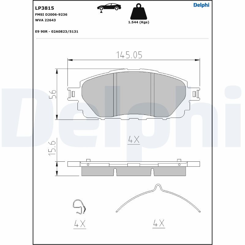 DELPHI LP3815 Brake Pad Set, disc brake