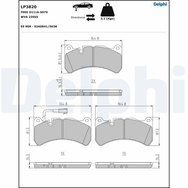 DELPHI LP3820 Brake Pad Set, disc brake