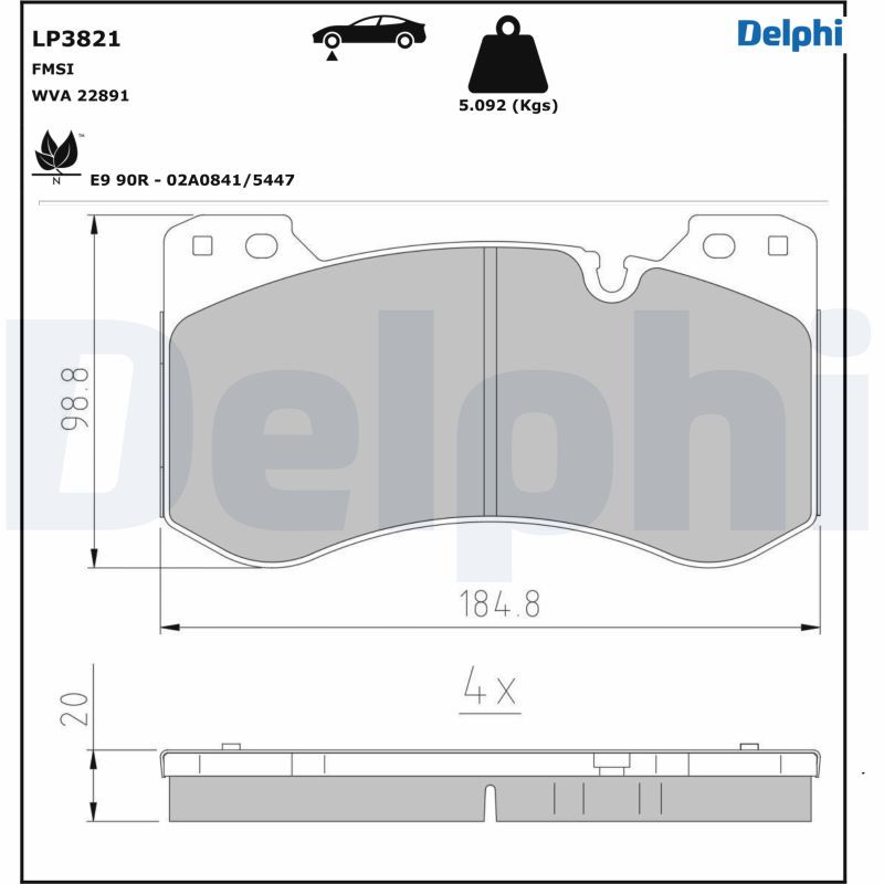 DELPHI LP3821 Brake Pad Set, disc brake