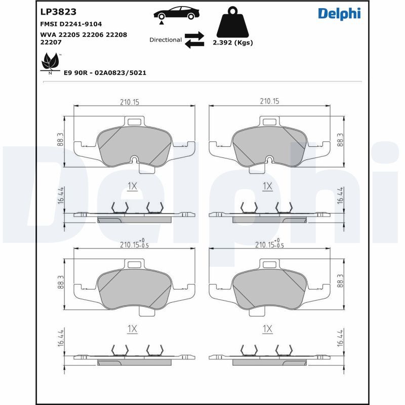 DELPHI LP3823 Brake Pad Set, disc brake