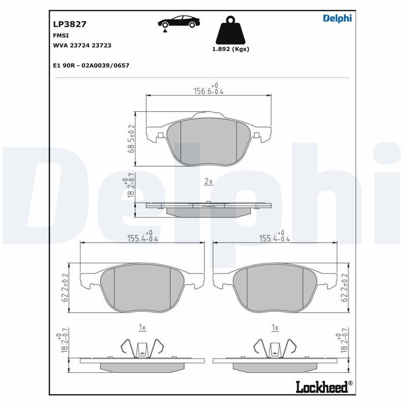 DELPHI LP3827 Brake Pad Set, disc brake