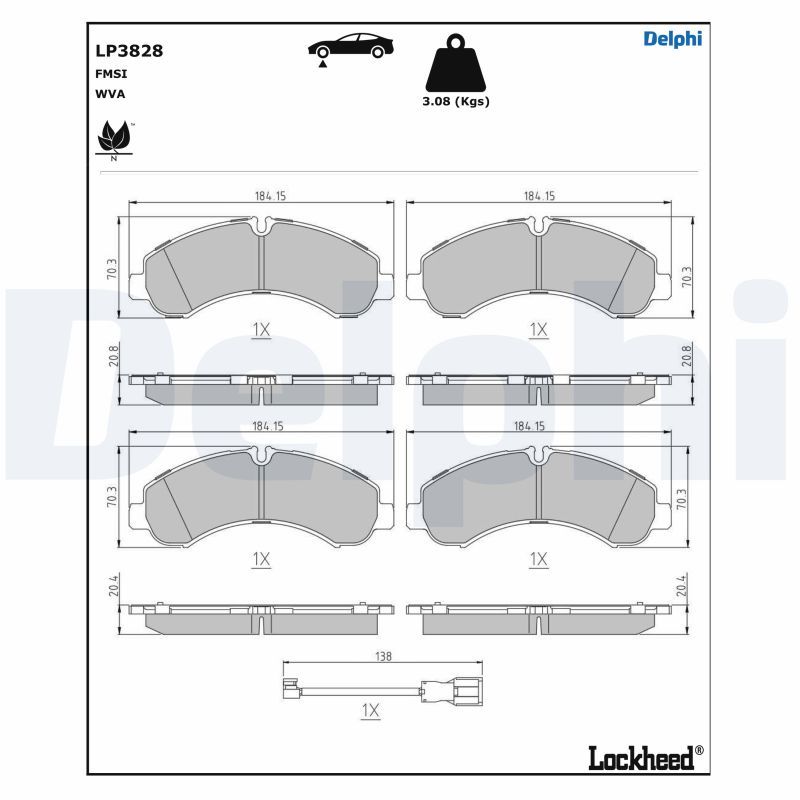 DELPHI LP3828 Brake Pad Set, disc brake