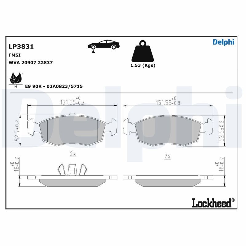 DELPHI LP3831 Brake Pad Set, disc brake