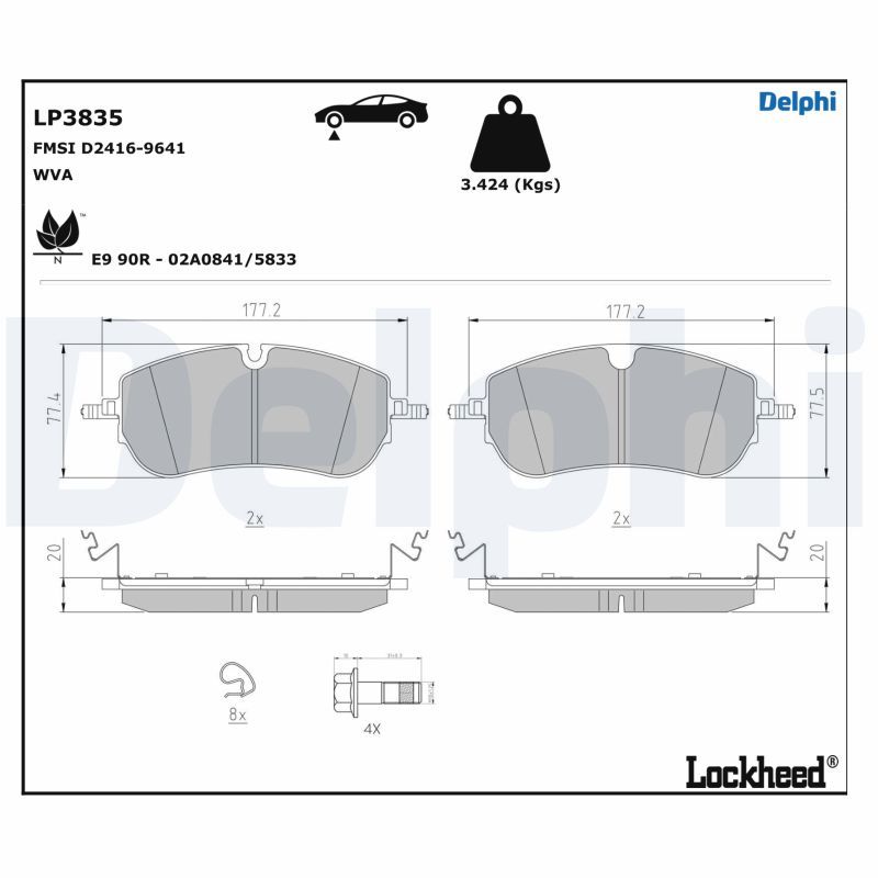 DELPHI LP3835 Brake Pad Set, disc brake