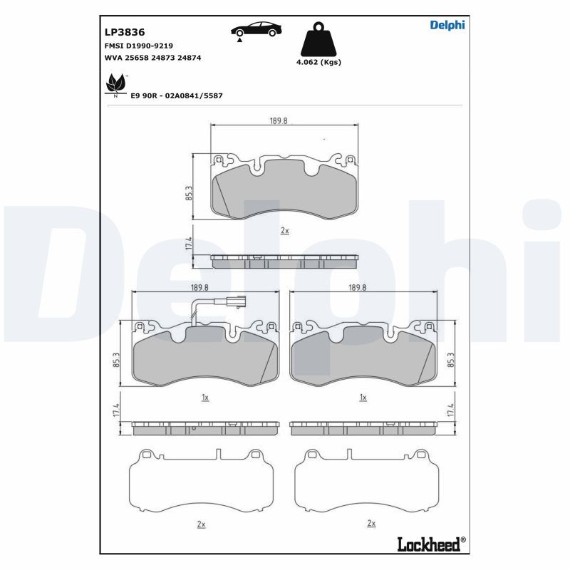 DELPHI LP3836 Brake Pad Set, disc brake