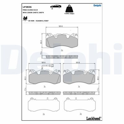 Brake Pad Set, disc brake DELPHI LP3836