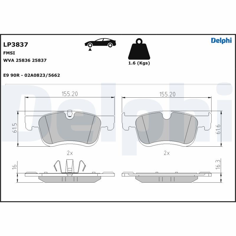 DELPHI LP3837 Brake Pad Set, disc brake