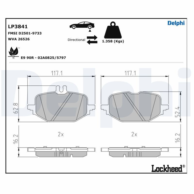 DELPHI LP3841 Brake Pad Set, disc brake