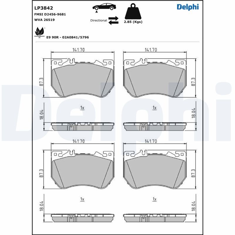 DELPHI LP3842 Brake Pad Set, disc brake