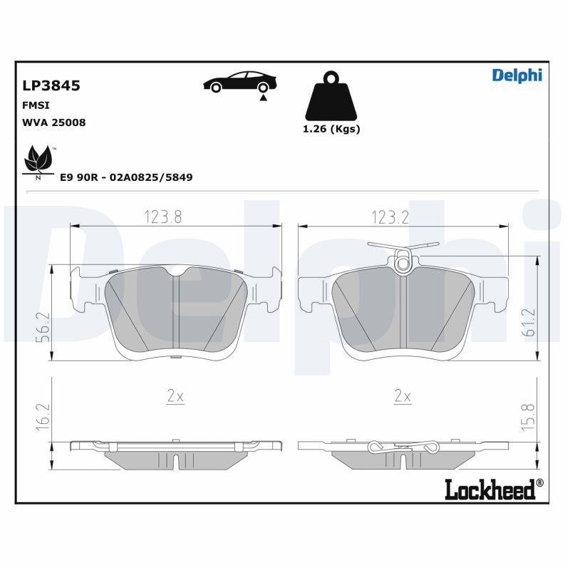 DELPHI LP3845 Brake Pad Set, disc brake