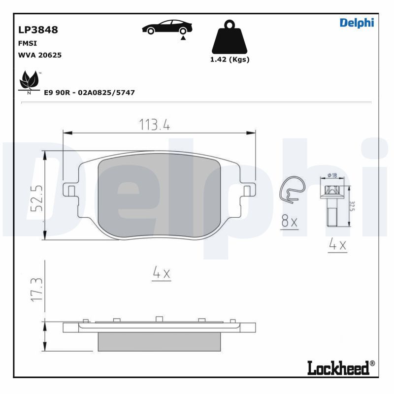 DELPHI LP3848 Brake Pad Set, disc brake
