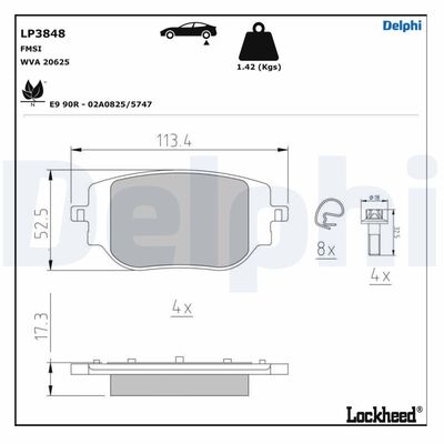 Brake Pad Set, disc brake DELPHI LP3848