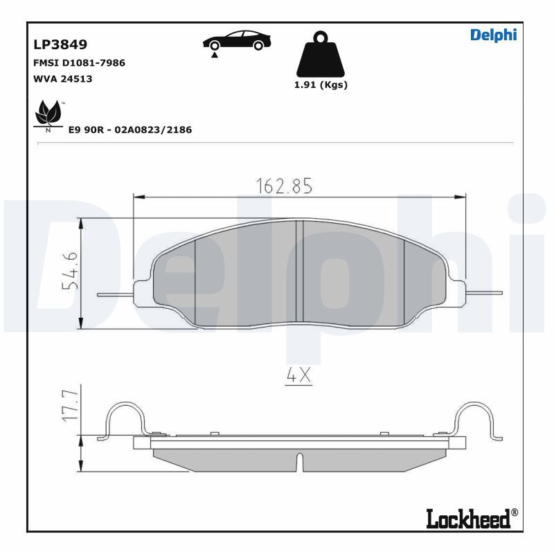 DELPHI LP3849 Brake Pad Set, disc brake