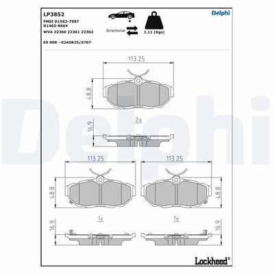 Brake Pad Set, disc brake DELPHI LP3852