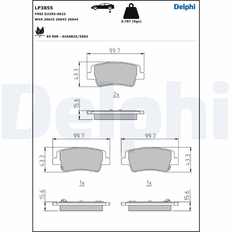 DELPHI LP3855 Brake Pad Set, disc brake