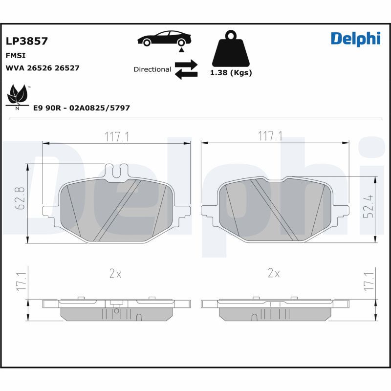 DELPHI LP3857 Brake Pad Set, disc brake