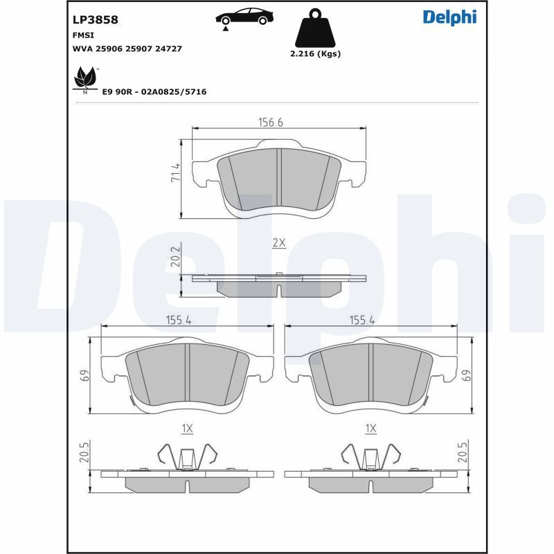 DELPHI LP3858 Brake Pad Set, disc brake