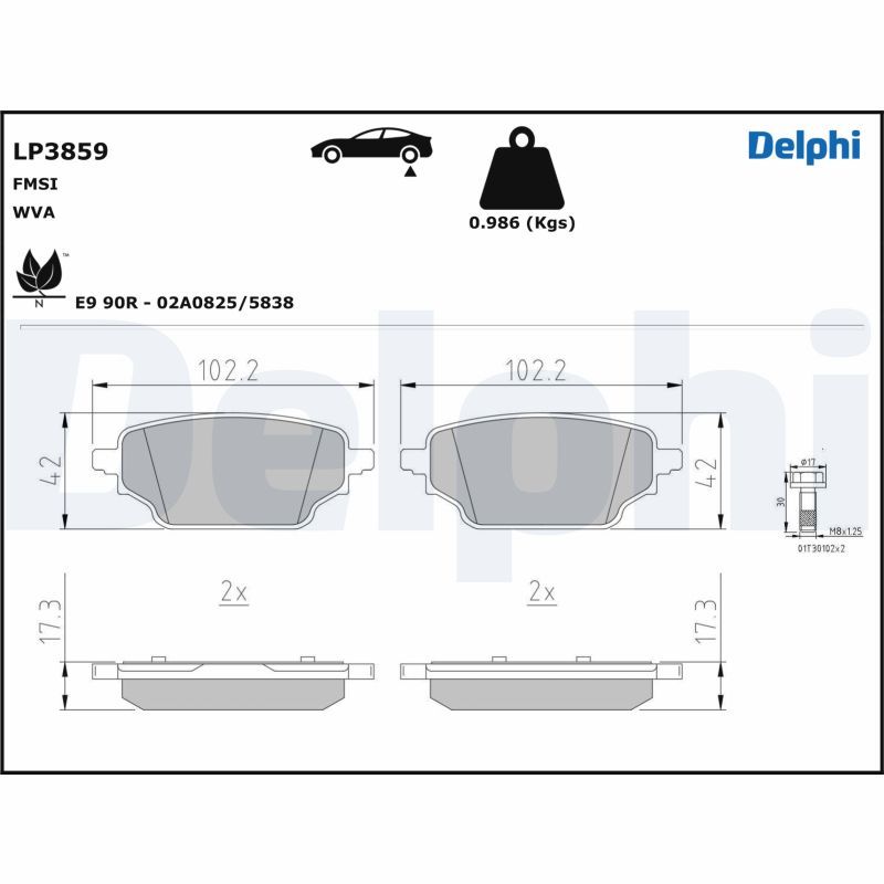 DELPHI LP3859 Brake Pad Set, disc brake