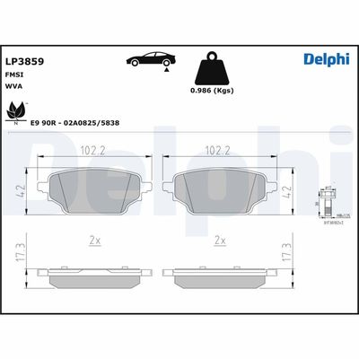 Brake Pad Set, disc brake DELPHI LP3859